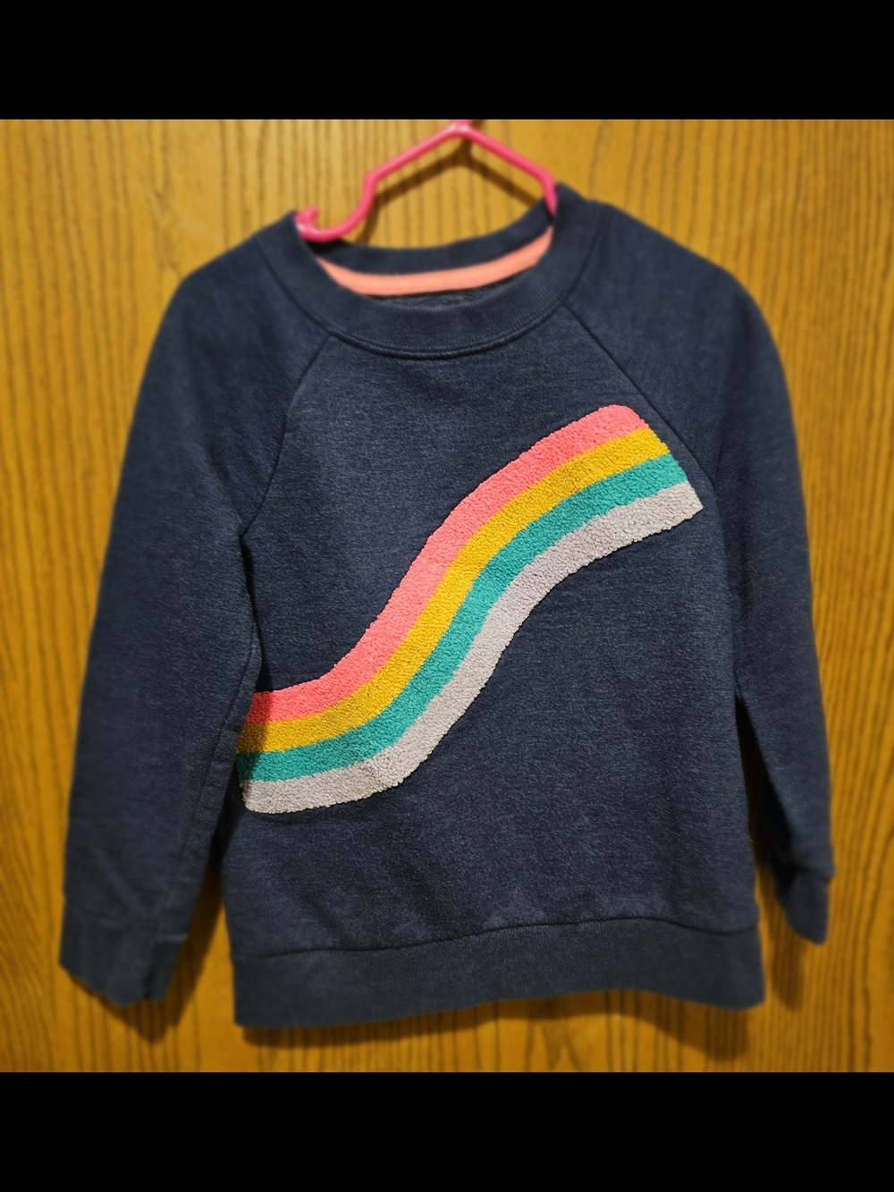 Cat & Jack Navy Sweatshirt with Pink, Yellow, Teal & Cream Stripe